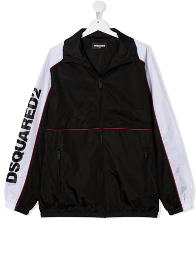 Dsquared2 Kids Black And White Windbreaker With Logo