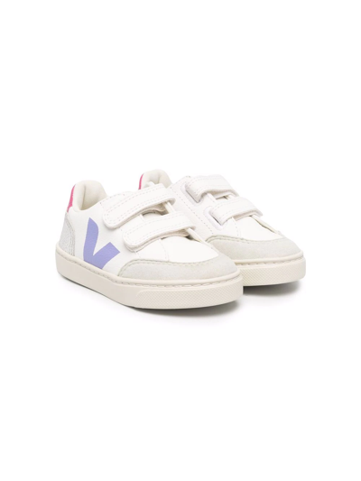 Veja Kids' V12 Touch-strap Trainers In White