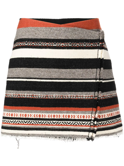 Pre-owned Saint Laurent Striped Wrap Miniskirt In Multicolour
