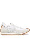 Loewe Suede & Tech Flow Runner Low Sneakers In White