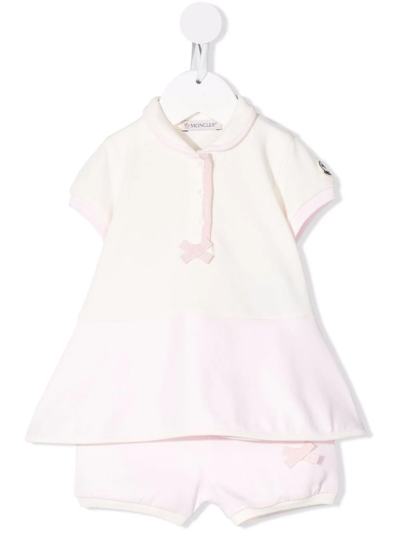 Moncler Babies' Logo Detailed Polo Shirt Tracksuit In Pink