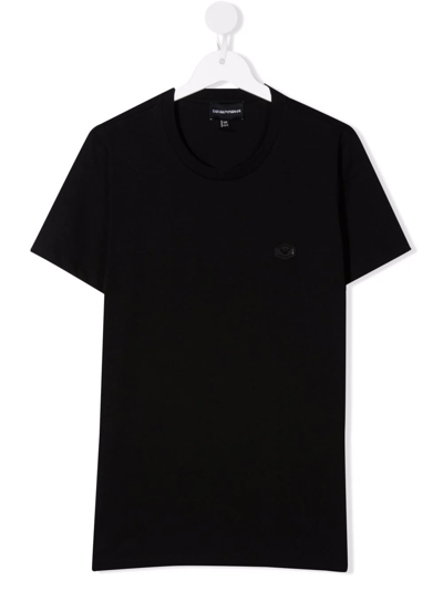 Emporio Armani Kids' Chest Logo-patch T-shirt In Black