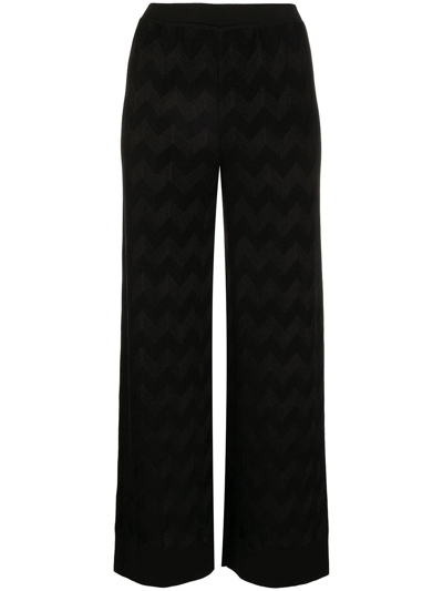 Missoni Chevron-knit Slip-on Flared Trousers In Black
