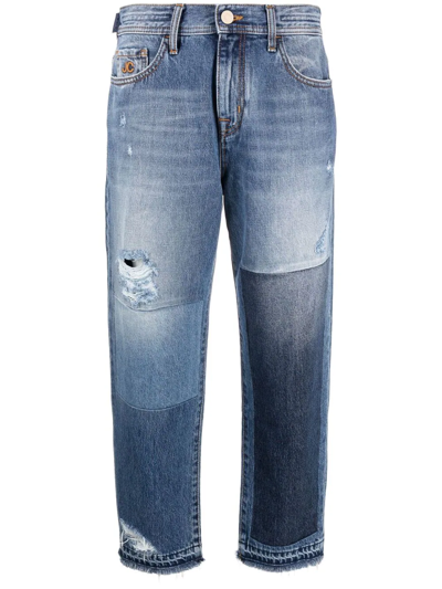 Jacob Cohen Distressed-effect Patchwork Straight-leg Jeans In Blue