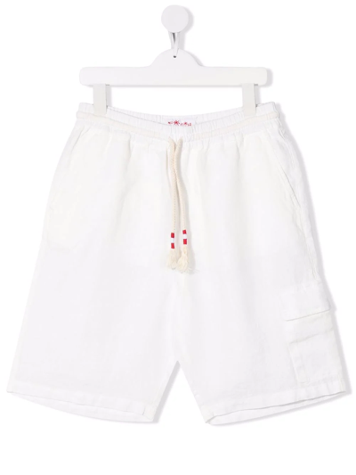 Mc2 Saint Barth Teen Marseille Linen Bermuda Shorts In White