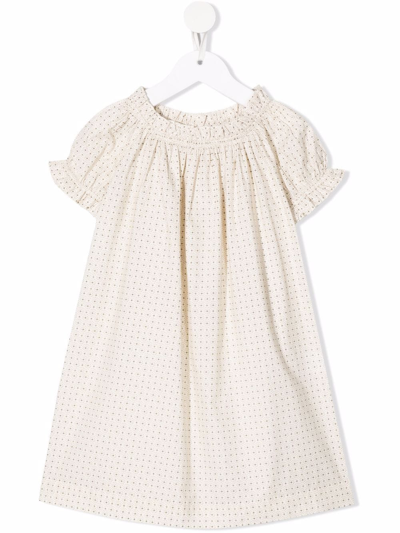Bonpoint Kids' Magie Polka-dot Smock Dress In Neutrals