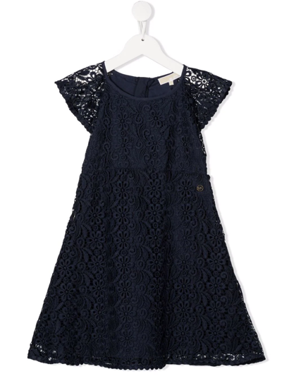 Michael Kors Teen Lace Embroidered Shift Dress In Blue