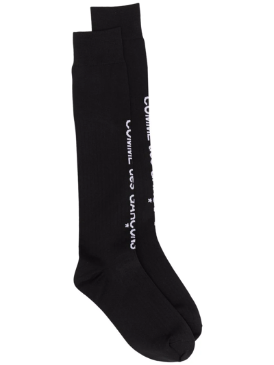 Comme Des Garçons Homme Deux Logo-jacquard Long Socks In Black