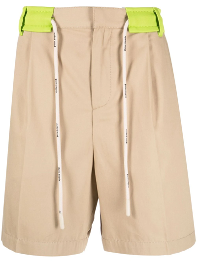 Palm Angels Drawstring Tailored Shorts In Neutrals
