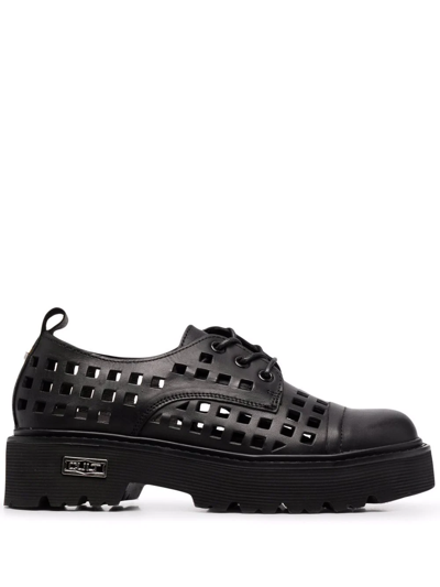 Cult Laser-cut Design Lace-up Shoes In Black