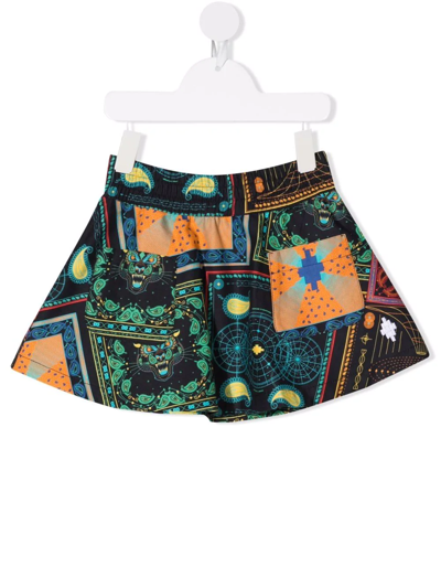 Marcelo Burlon County Of Milan Kids' Bandana-print Flared Mini Skirt In Multicolor