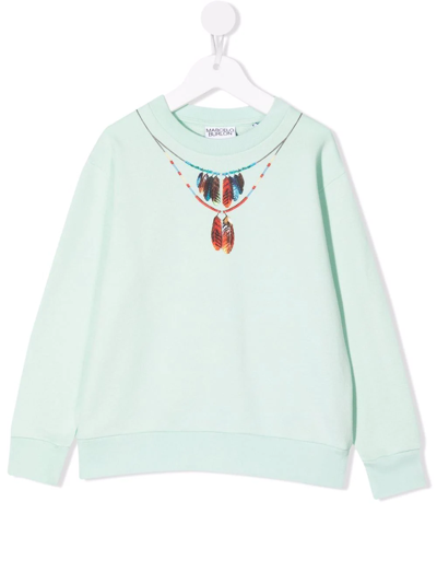 Marcelo Burlon County Of Milan Kids' Feather Necklace-print Sweatshirt In Green