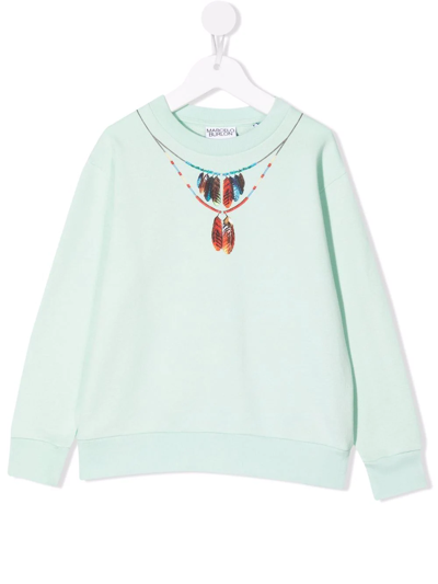 Marcelo Burlon County Of Milan Kids' 羽毛项链印花卫衣 In Green