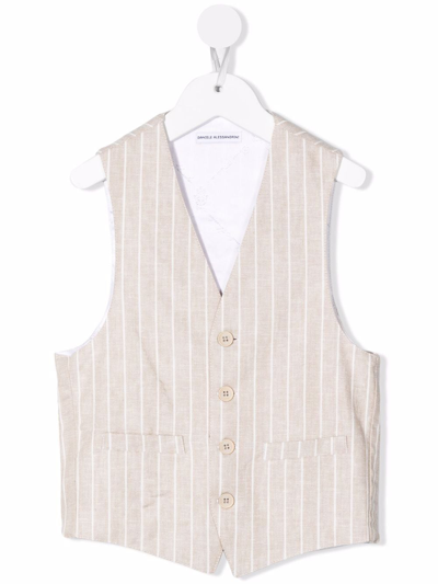 Daniele Alessandrini Kids' Pinstripe-print Button-up Waistcoat In Neutrals