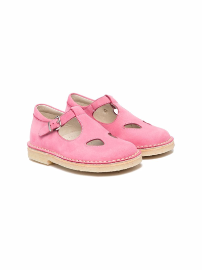 Il Gufo Kids' Cut Out-detail Suede Ballerinas In Rosa