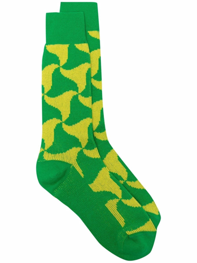 Bottega Veneta Intarsia Cashmere Socks In Green