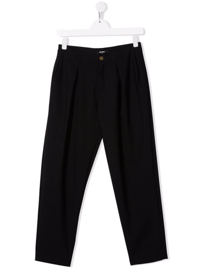 Balmain Teen Straight-leg Trousers In Black