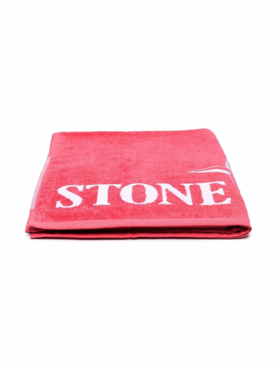 Stone Island Junior Logo-print Towel In Pink