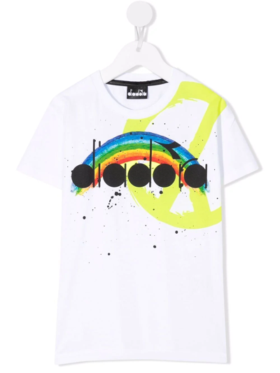 Diadora Junior Kids' Graphic-print Short-sleeved T-shirt In White
