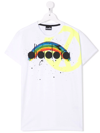 Diadora Junior Teen Rainbow Logo-print T-shirt In White