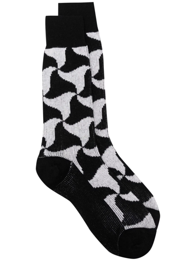 Bottega Veneta Printed Cashmere Socks In Black