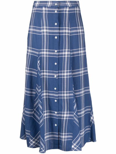 Polo Ralph Lauren Wesley Plaid Cotton Skirt In Blue