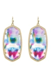 Kendra Scott Danielle Pendant Earrings In Gold Teal Tie Dye Illusion