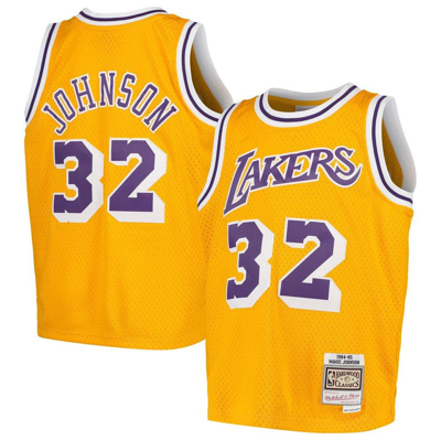 Mitchell & Ness Kids' Youth  Magic Johnson Gold Los Angeles Lakers Swingman Throwback Jersey
