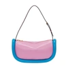 Jw Anderson The Bumper Zip Leather Shoulder Bag In Pink/cyan Blue