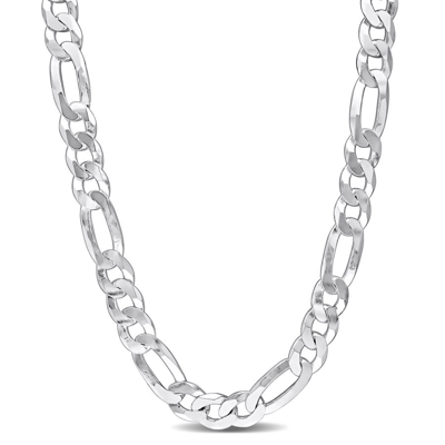 Amour 12.3 Mm Flat Figaro Chain Necklace In 18k Yellow Gold Plated Sterling Silver