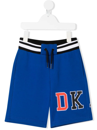 Dkny Teen Logo-embroidered Track Shorts In Blue