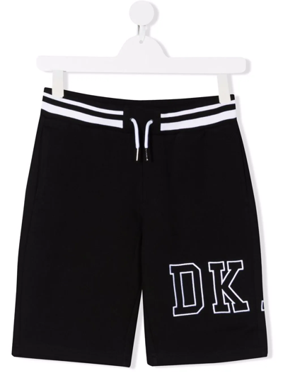 Dkny Teen Logo-embroidered Track Shorts In Black