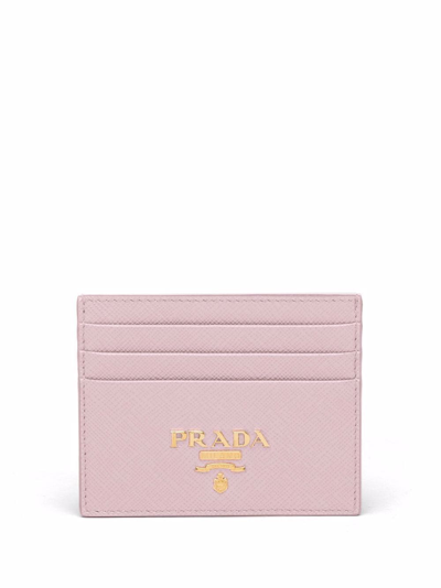 Prada Logo Lettering Cardholder In Pink