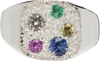 Bleue Burnham Silver Hanging Basket Signet Ring In Silver/multi