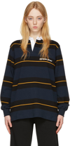 Vtmnts Navy Number Polo In Navy Stripe