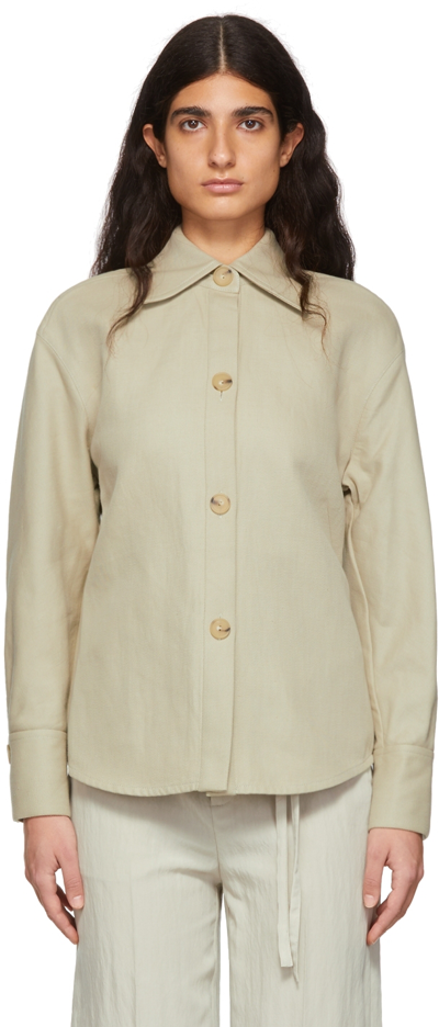 Vince Beige Cotton Shirt In Lt Dove-280ldv