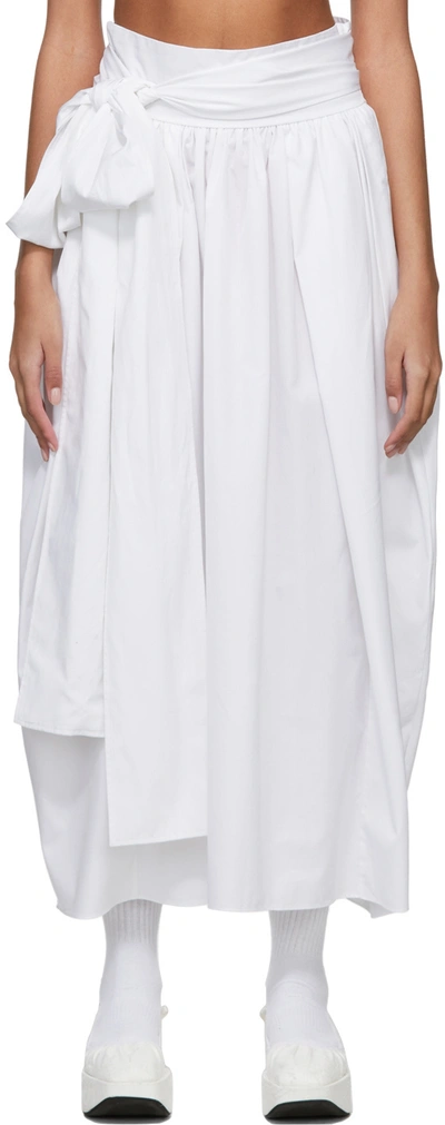 Cecilie Bahnsen Junita Waist-sash Cotton-poplin Midi Skirt In White