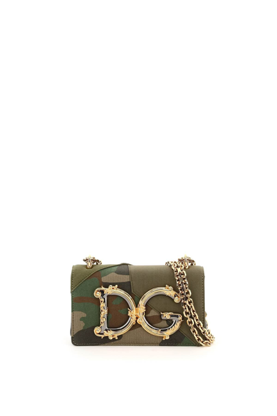 Dolce & Gabbana Mini Bag Dg Girls In Patchwork Camouflage In Green,khaki