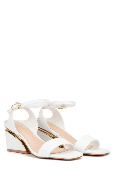 Torgeis Candida Ankle Strap Block Heel Sandal In White