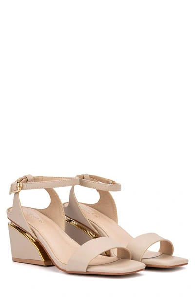 Torgeis Candida Ankle Strap Block Heel Sandal In Beige