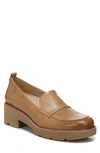 Naturalizer Darry Womens Lugged Sole Slip On Loafer Heels In Toffee