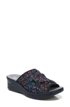 Bzees Smile Ii Wedge Slide Sandal In Navy Floral