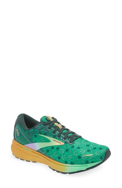 Brooks Men's Ghost 14 Running Sneakers From Finish Line In Bright Green/gables/gold