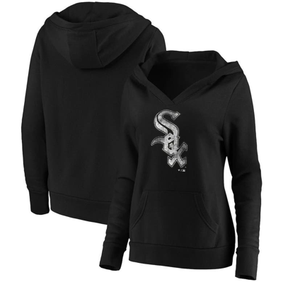 Fanatics Plus Size Black Chicago White Sox Core Team Crossover V-neck Pullover Hoodie