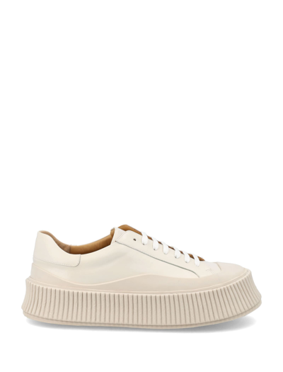 Jil Sander Vulcanized Rubber Platform Sole Sneakers In White