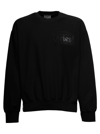 Aries Logo Jacquard Cotton Sweatshirt In Black
