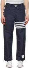 Thom Browne Blue 4-bar Stripe Cotton Track Pants In 415 Navy