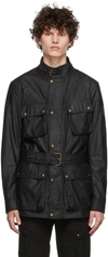 Belstaff Trialmaster Belted Waxed Cotton Jacket In Black