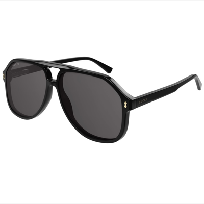 Gucci Grey Aviator Mens Sunglasses Gg1042s 001 60 In Black