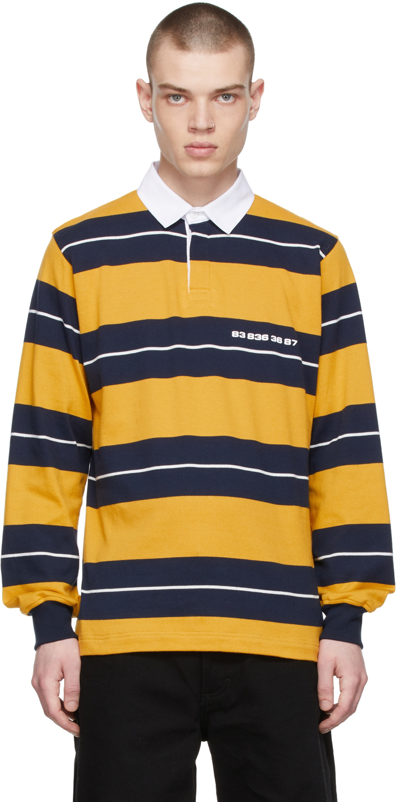 Vtmnts Striped Long Sleeve Polo In Yellow